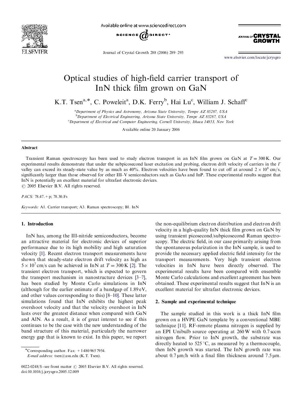 Optical studies of high-field carrier transport of InN thick film grown on GaN