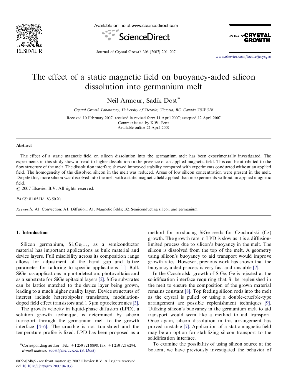 The effect of a static magnetic field on buoyancy-aided silicon dissolution into germanium melt