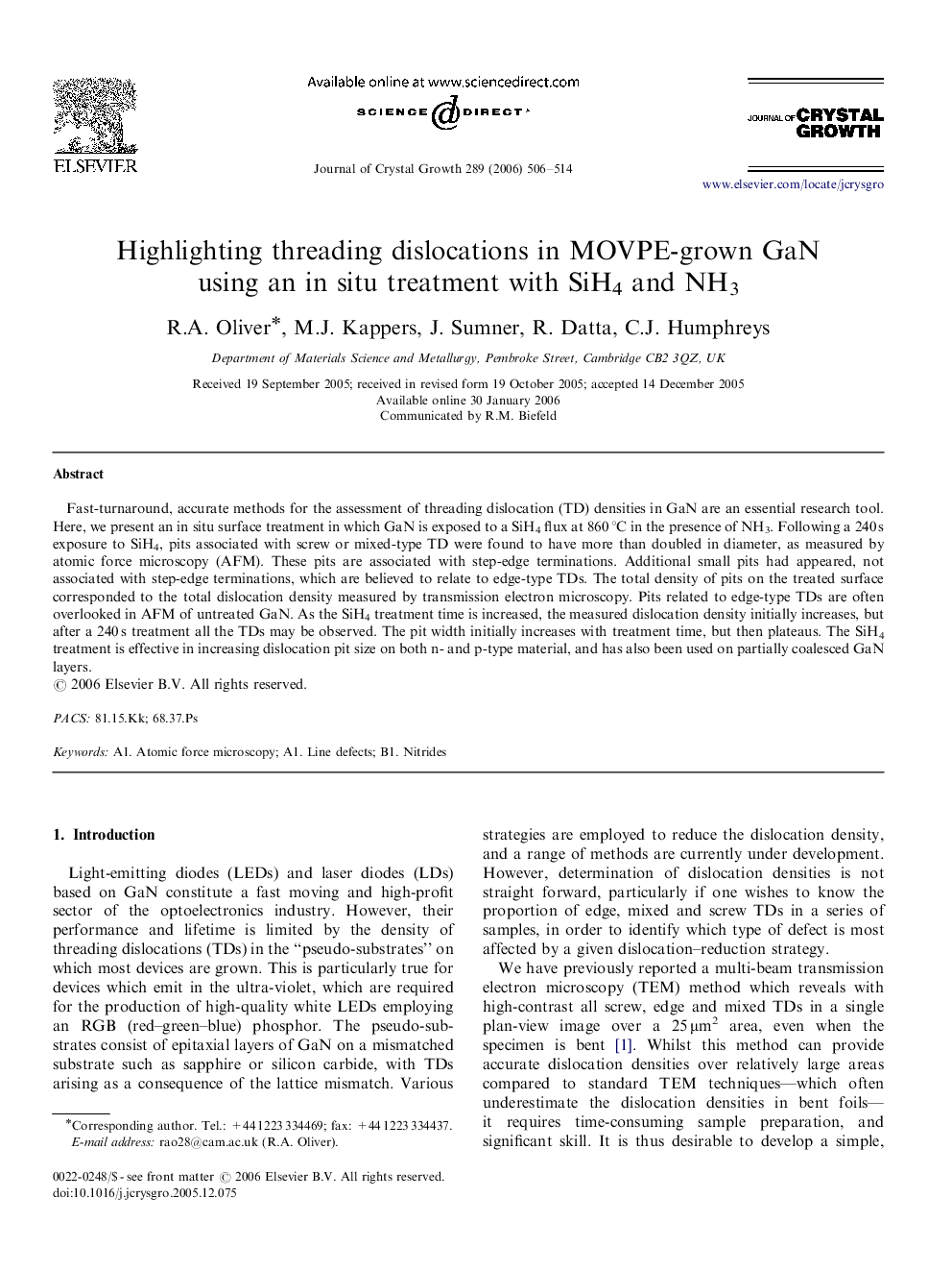 Highlighting threading dislocations in MOVPE-grown GaN using an in situ treatment with SiH4 and NH3