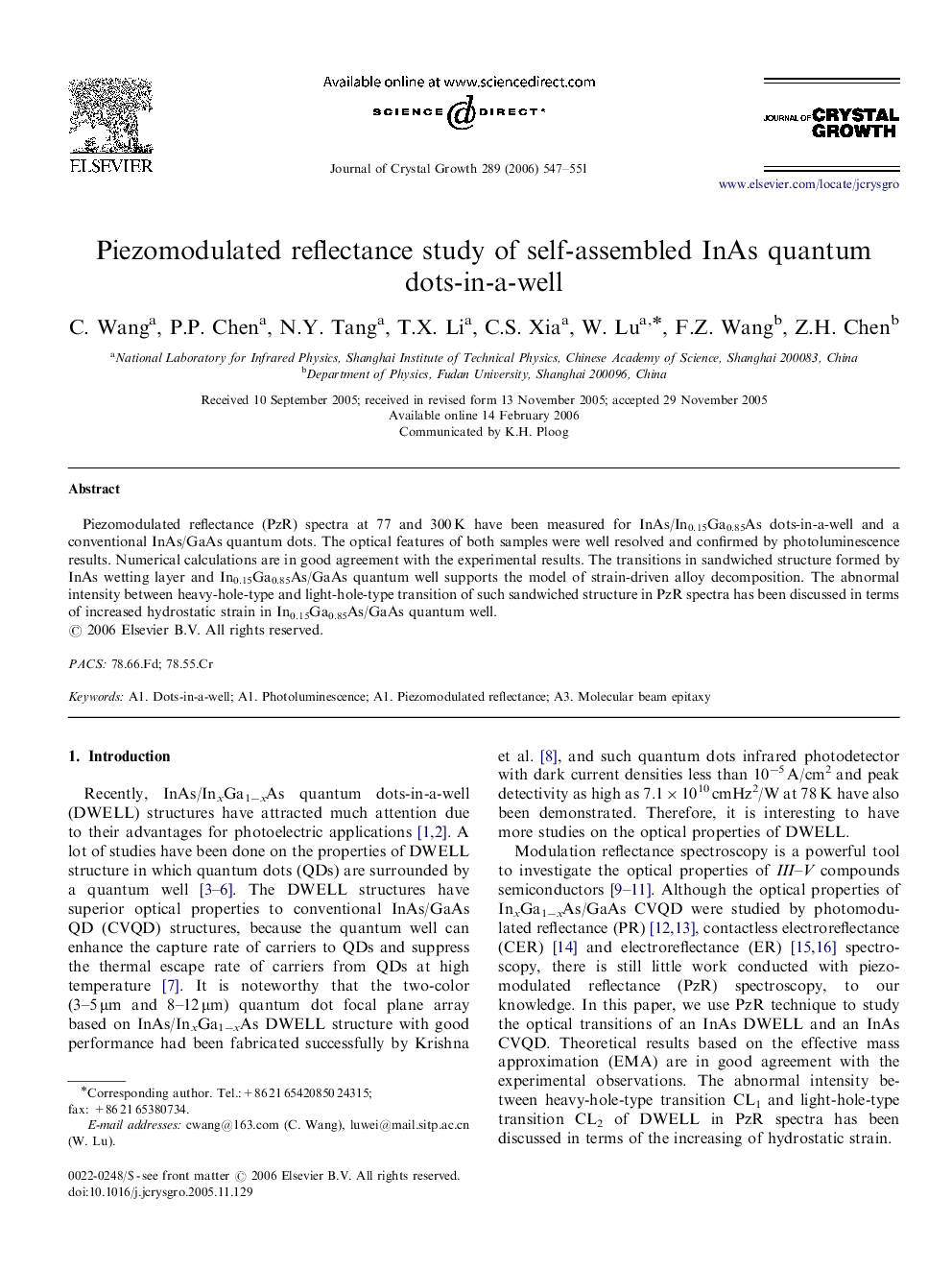 Piezomodulated reflectance study of self-assembled InAs quantum dots-in-a-well