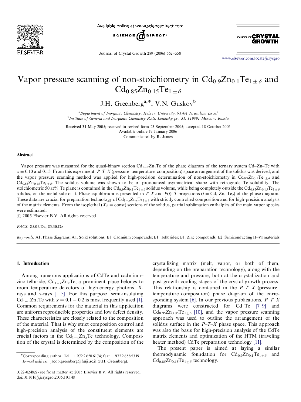 Vapor pressure scanning of non-stoichiometry in Cd0.9Zn0.1Te1±δ and Cd0.85Zn0.15Te1±δ