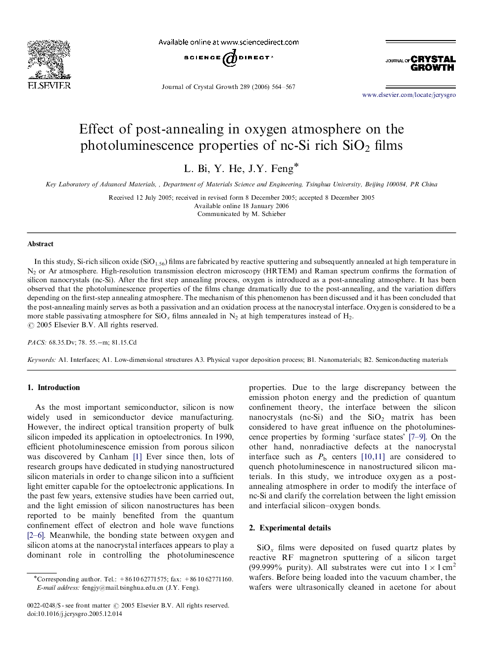 Effect of post-annealing in oxygen atmosphere on the photoluminescence properties of nc-Si rich SiO2 films