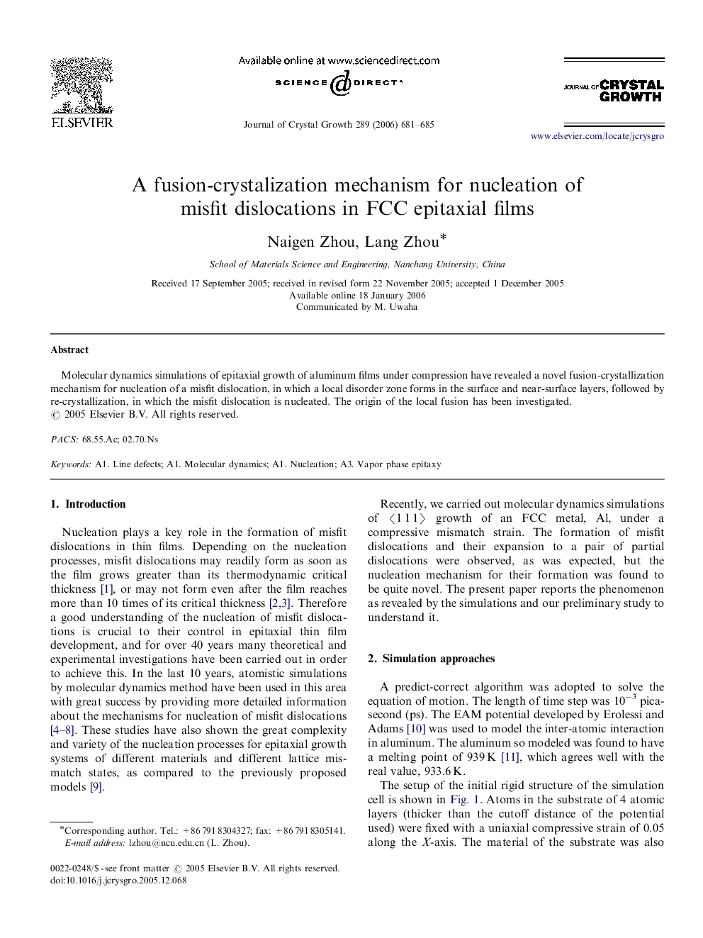 A fusion-crystalization mechanism for nucleation of misfit dislocations in FCC epitaxial films