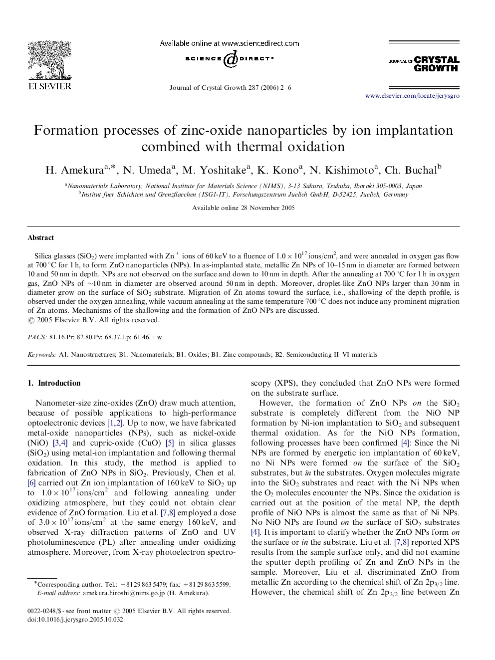 Formation processes of zinc-oxide nanoparticles by ion implantation combined with thermal oxidation