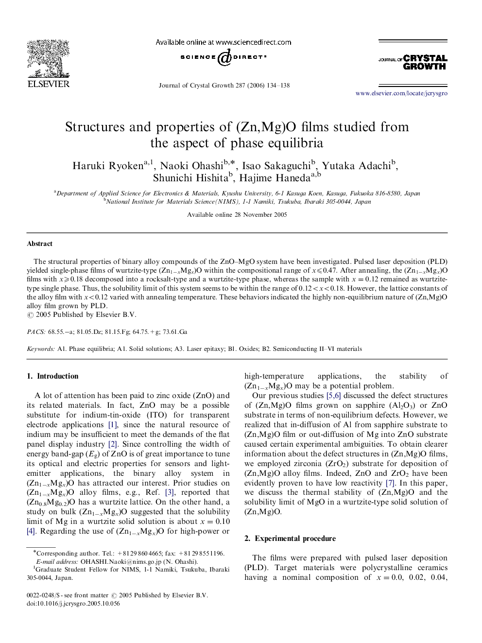 Structures and properties of (Zn,Mg)O films studied from the aspect of phase equilibria