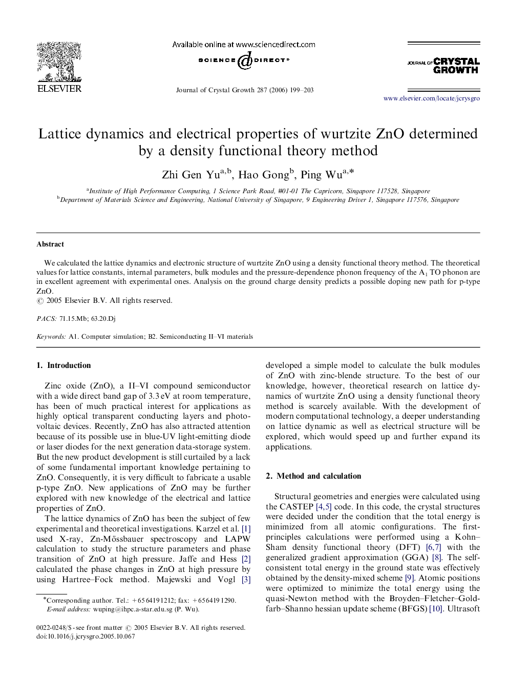 Lattice dynamics and electrical properties of wurtzite ZnO determined by a density functional theory method