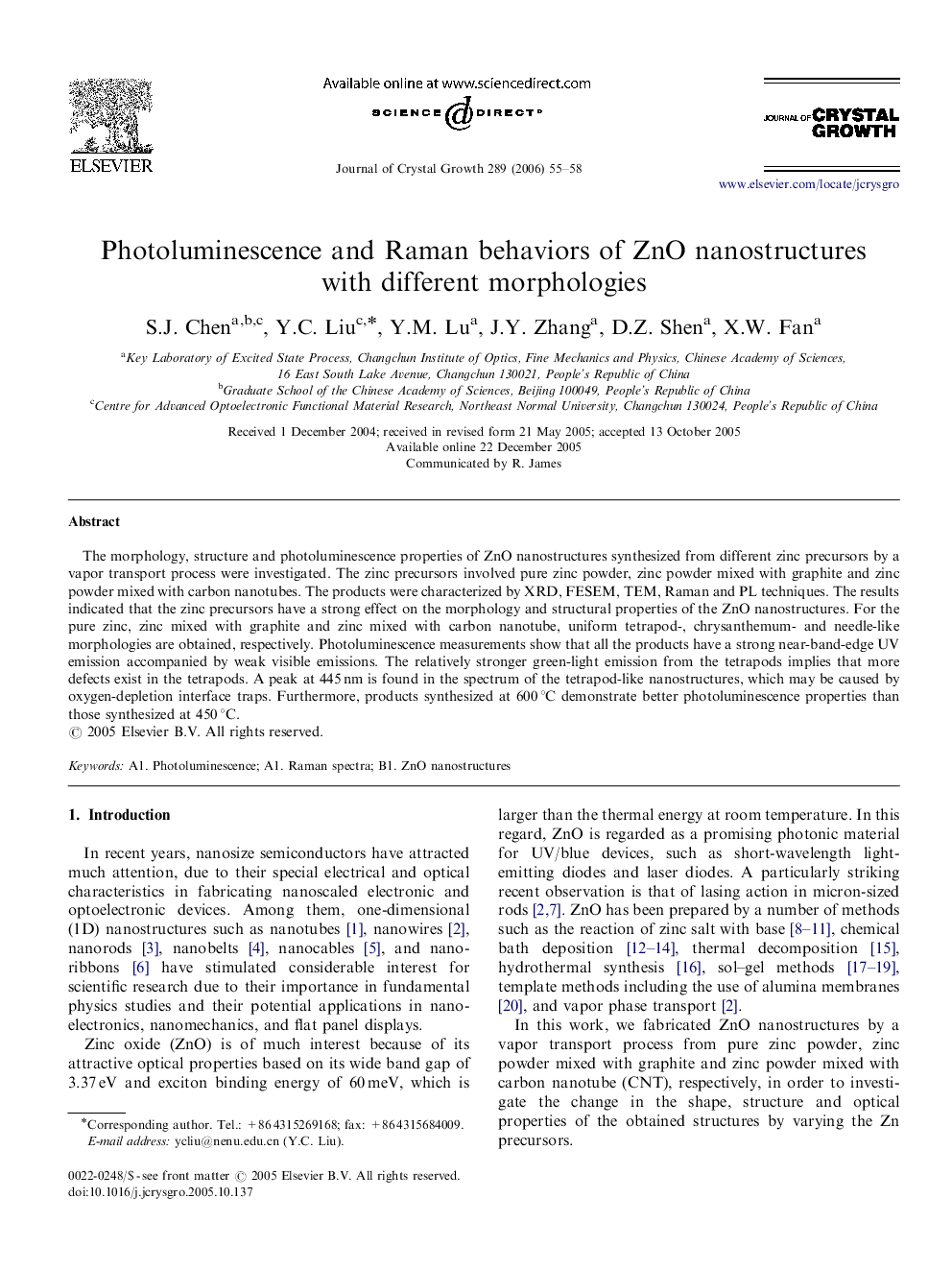 Photoluminescence and Raman behaviors of ZnO nanostructures with different morphologies