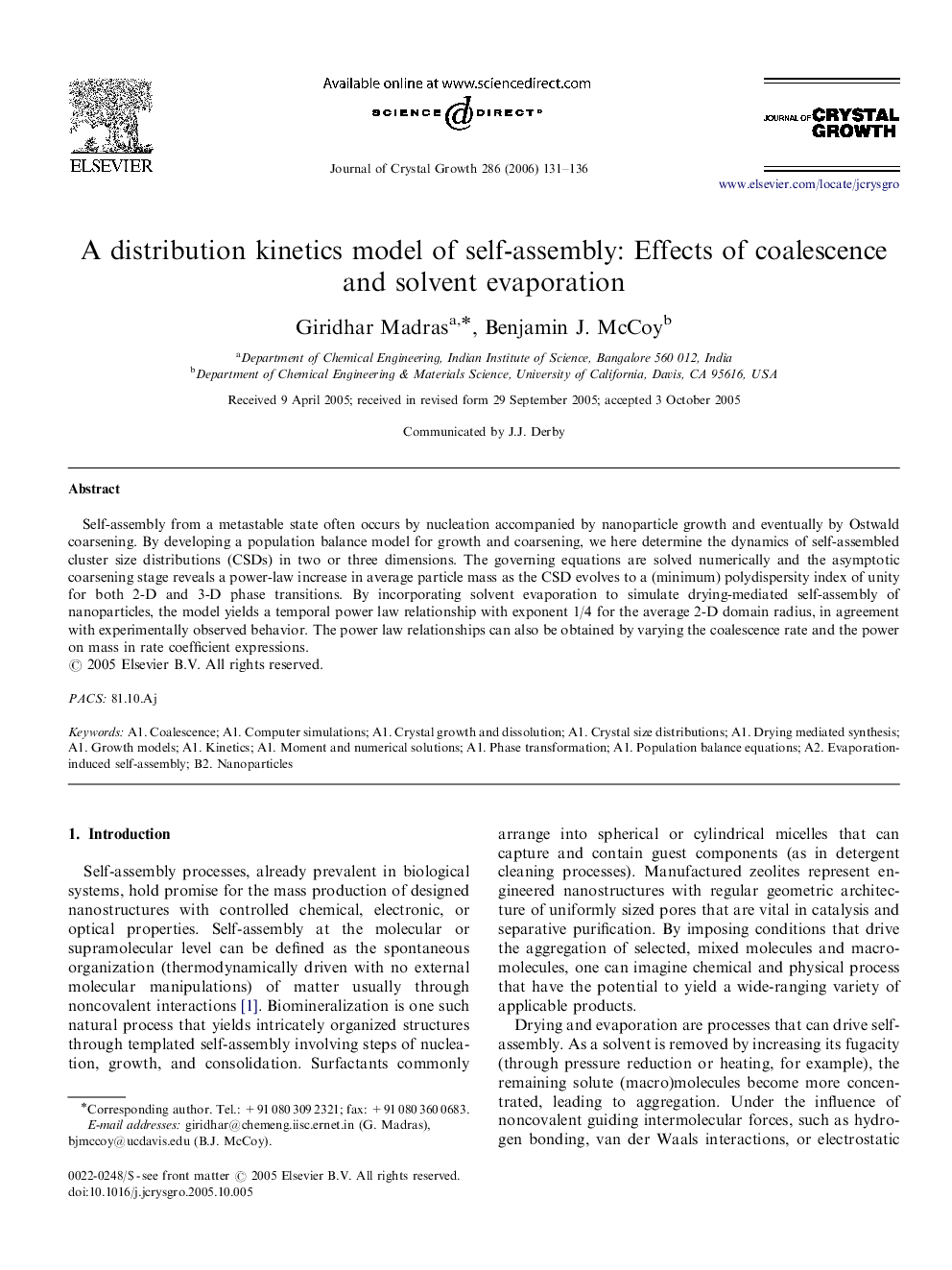 A distribution kinetics model of self-assembly: Effects of coalescence and solvent evaporation