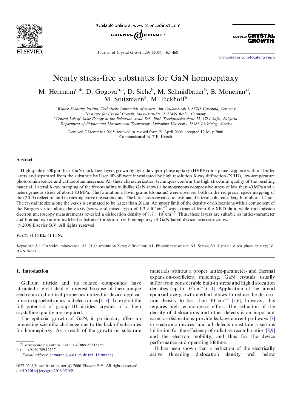 Nearly stress-free substrates for GaN homoepitaxy