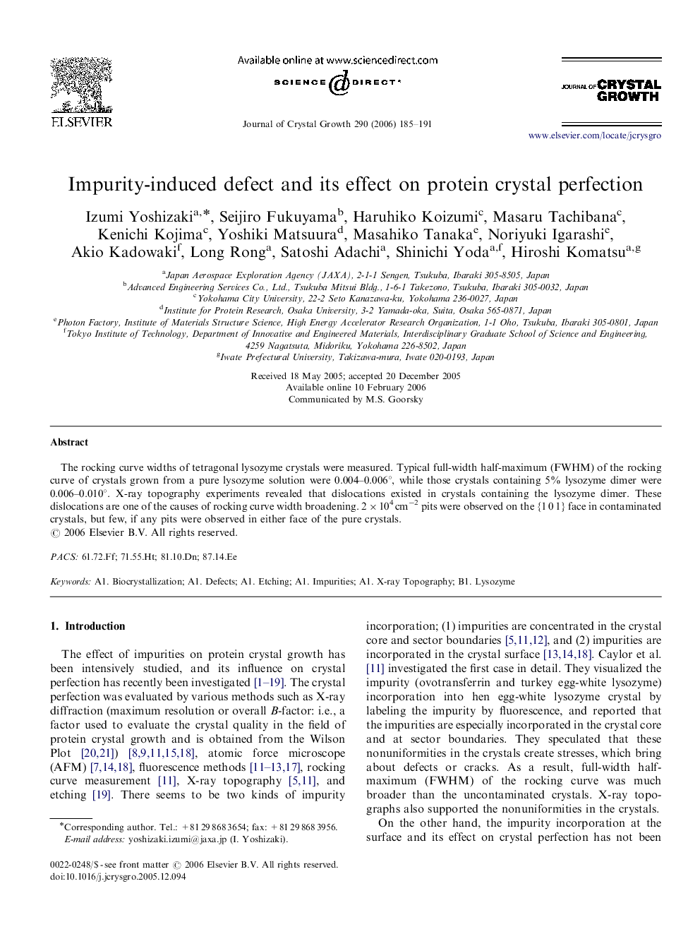 Impurity-induced defect and its effect on protein crystal perfection