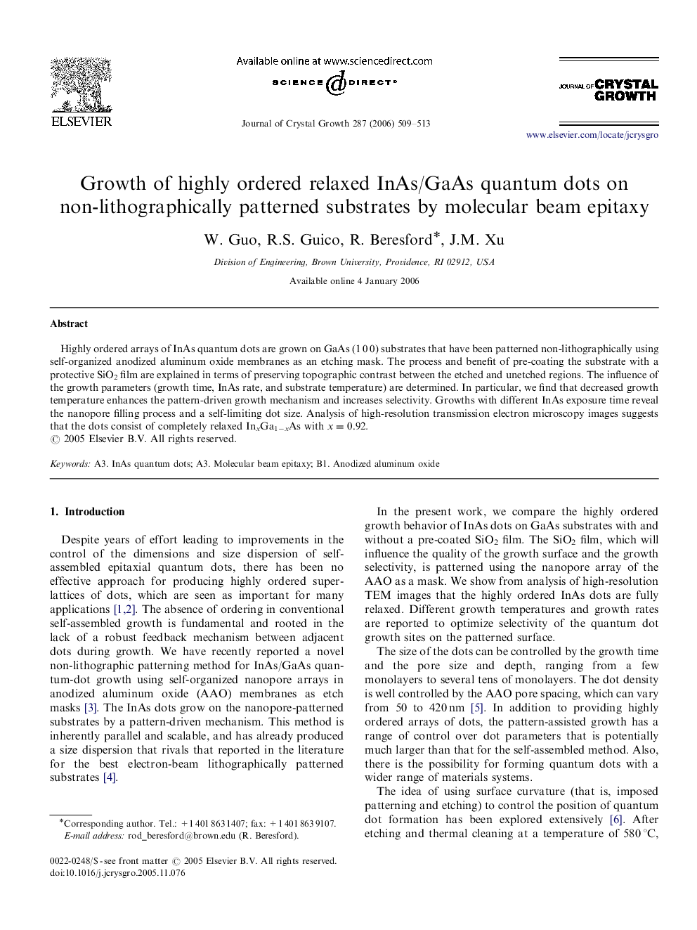 Growth of highly ordered relaxed InAs/GaAs quantum dots on non-lithographically patterned substrates by molecular beam epitaxy