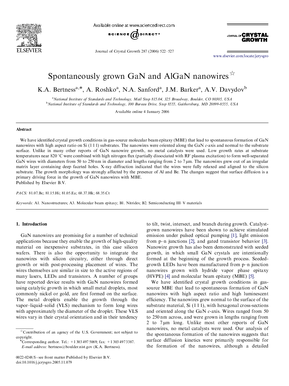 Spontaneously grown GaN and AlGaN nanowires