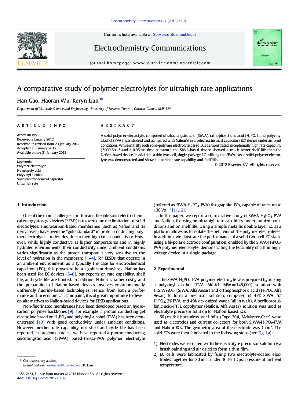 A comparative study of polymer electrolytes for ultrahigh rate applications