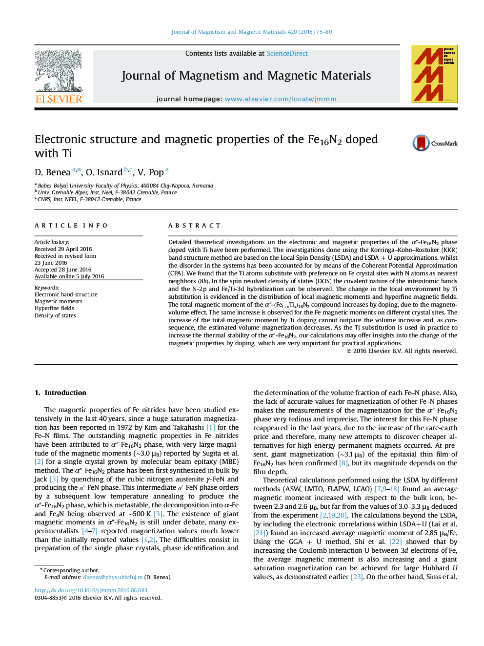 Electronic structure and magnetic properties of the Fe16N2 doped with Ti