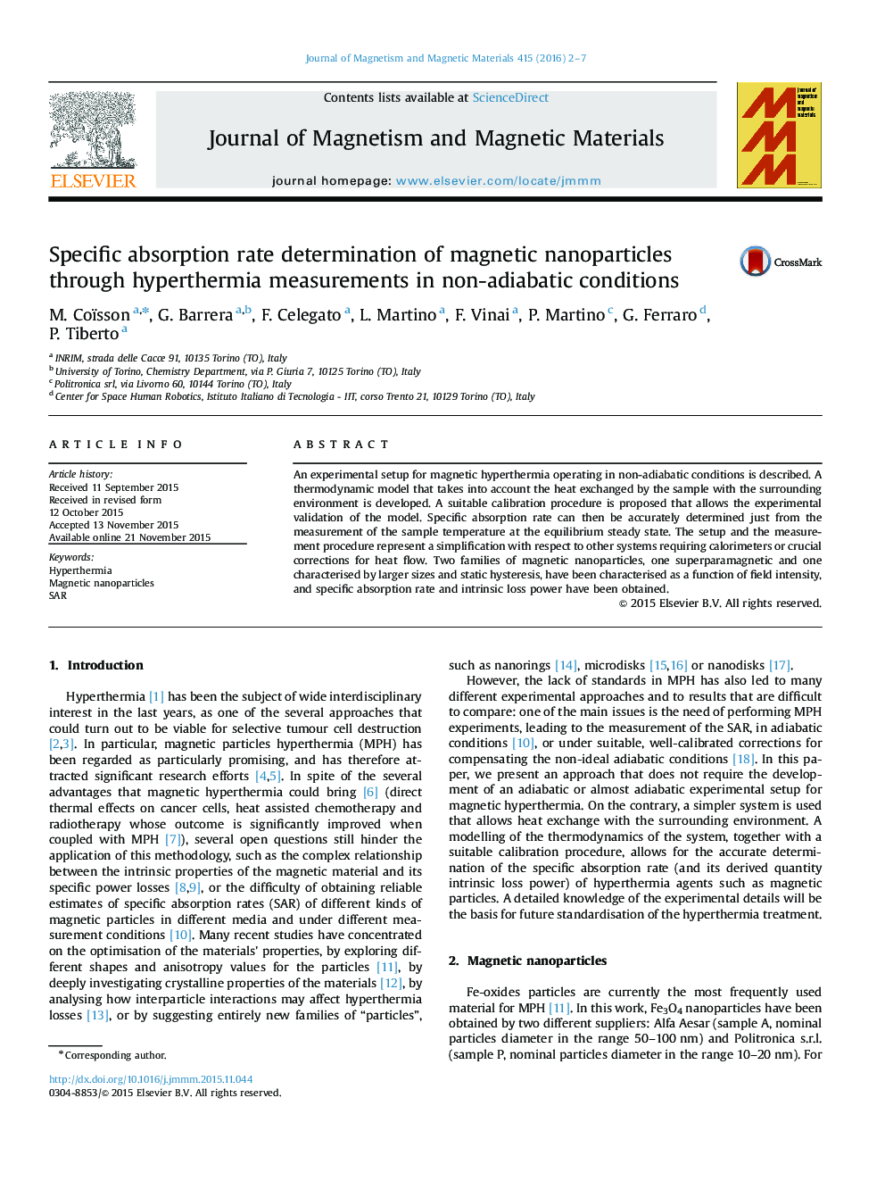 Specific absorption rate determination of magnetic nanoparticles through hyperthermia measurements in non-adiabatic conditions