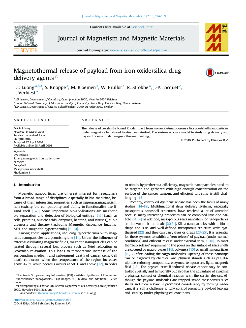 Magnetothermal release of payload from iron oxide/silica drug delivery agents 