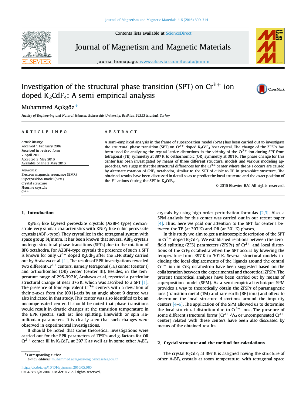 Investigation of the structural phase transition (SPT) on Cr3+ ion doped K2CdF4: A semi-empirical analysis
