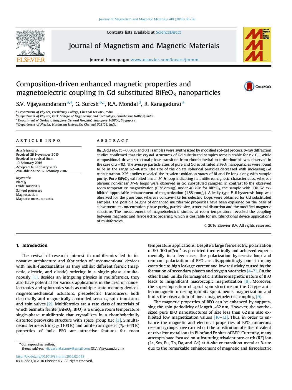 Composition-driven enhanced magnetic properties and magnetoelectric coupling in Gd substituted BiFeO3 nanoparticles