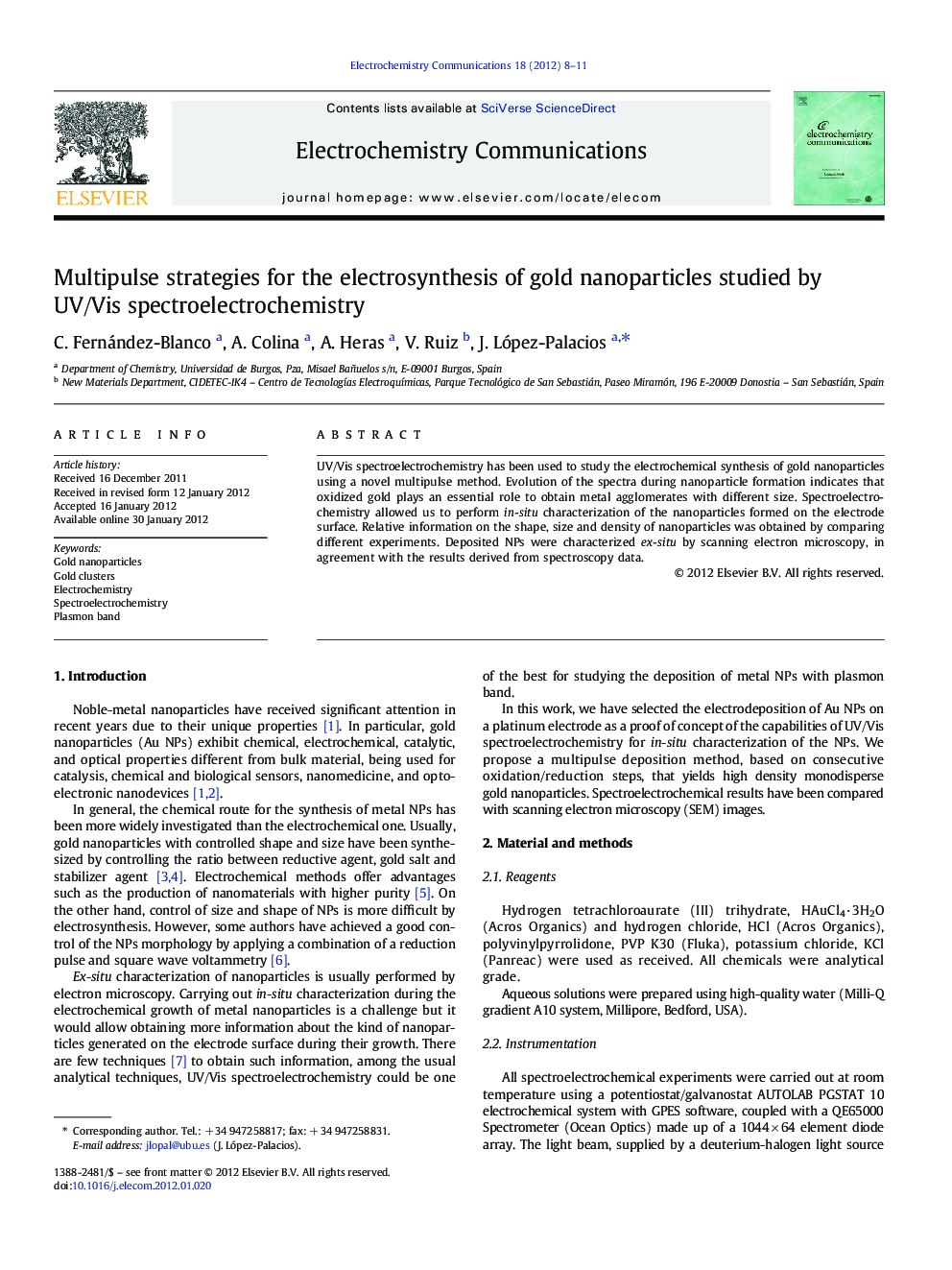 Multipulse strategies for the electrosynthesis of gold nanoparticles studied by UV/Vis spectroelectrochemistry