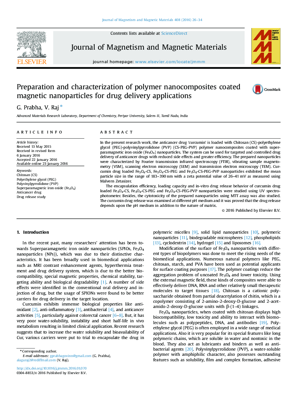 Preparation and characterization of polymer nanocomposites coated magnetic nanoparticles for drug delivery applications