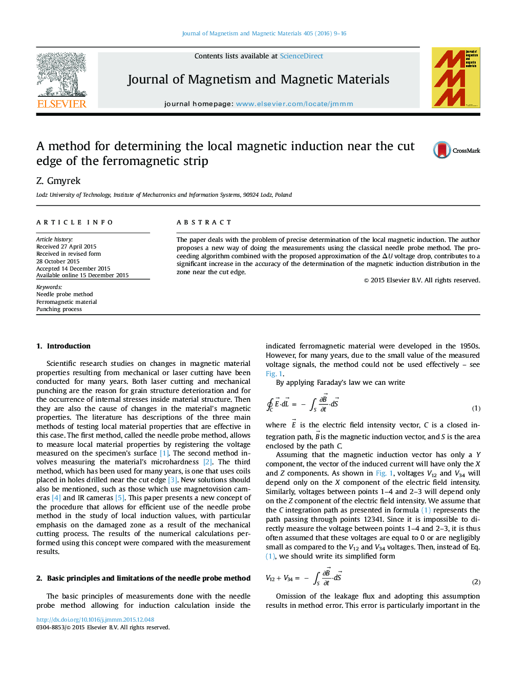 A method for determining the local magnetic induction near the cut edge of the ferromagnetic strip