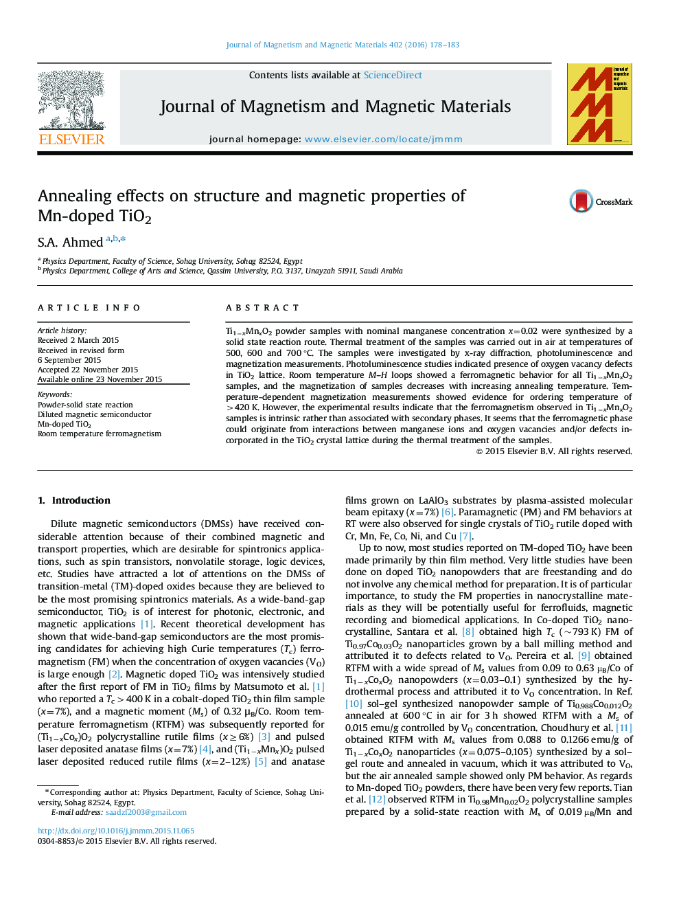 Annealing effects on structure and magnetic properties of Mn-doped TiO2