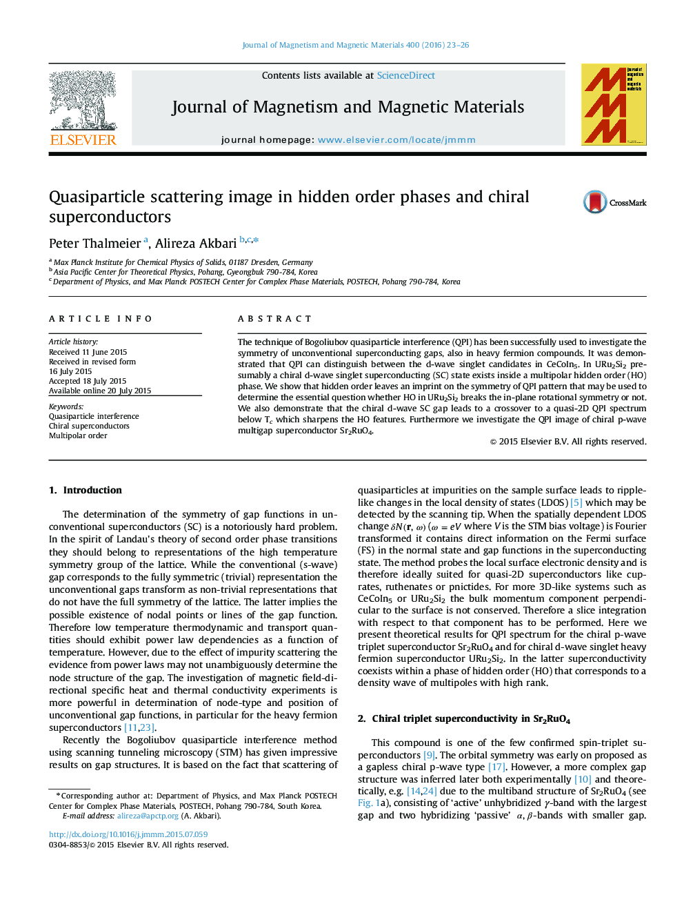 Quasiparticle scattering image in hidden order phases and chiral superconductors