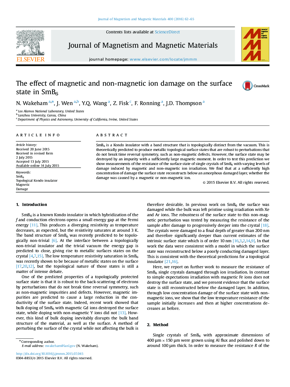 The effect of magnetic and non-magnetic ion damage on the surface state in SmB6
