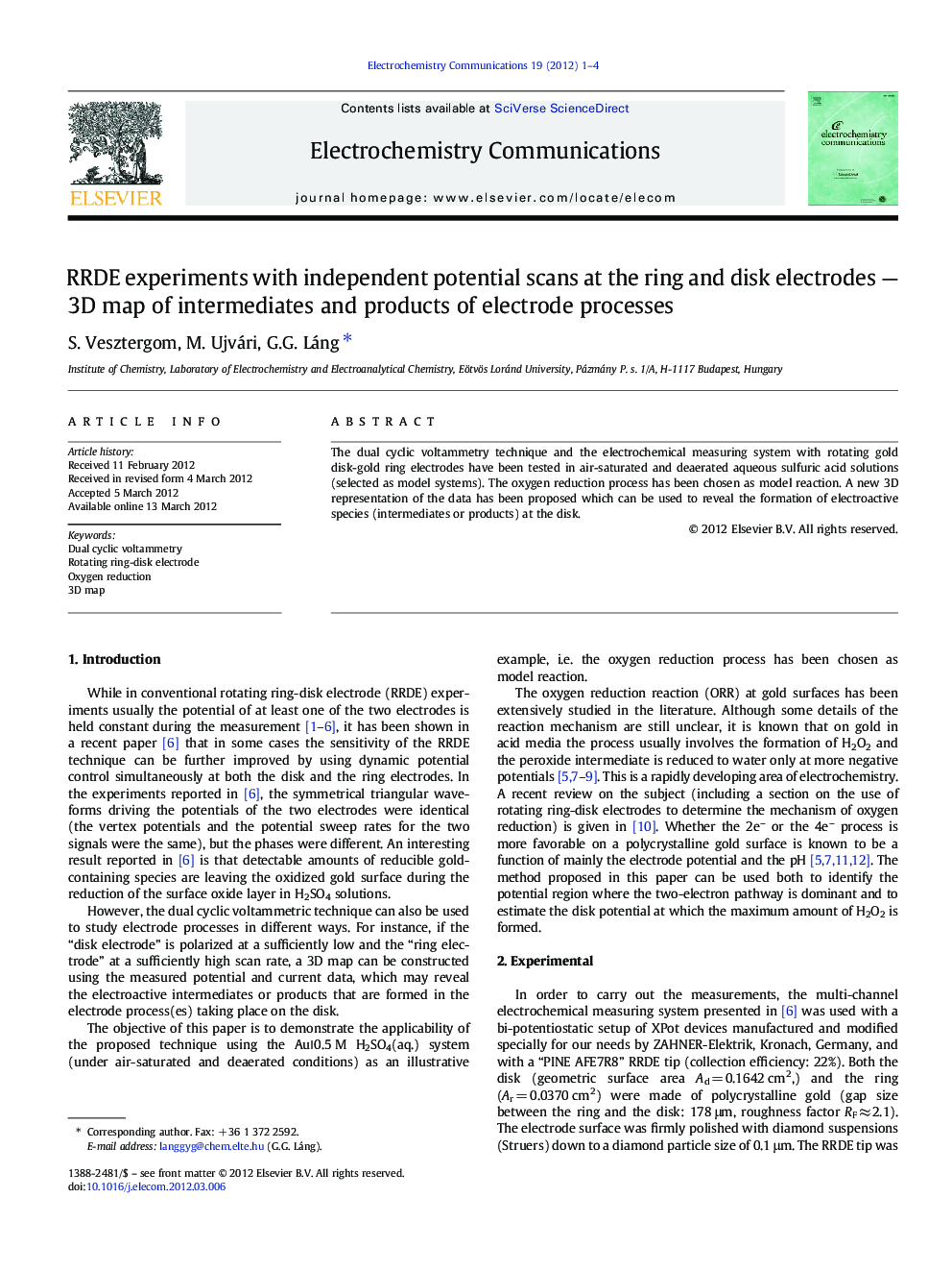 RRDE experiments with independent potential scans at the ring and disk electrodes — 3D map of intermediates and products of electrode processes