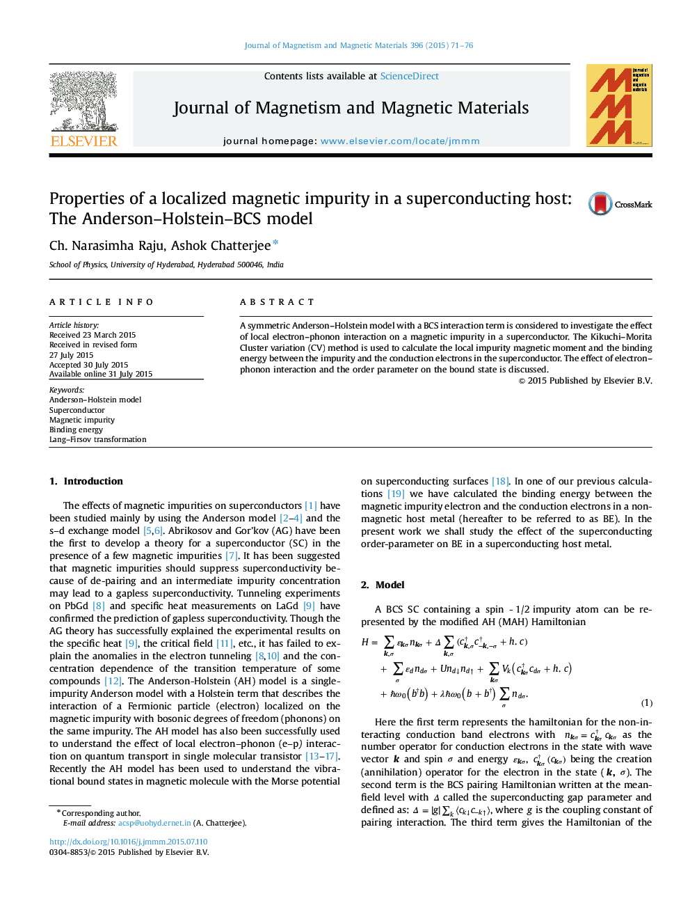 Properties of a localized magnetic impurity in a superconducting host: The Anderson–Holstein–BCS model