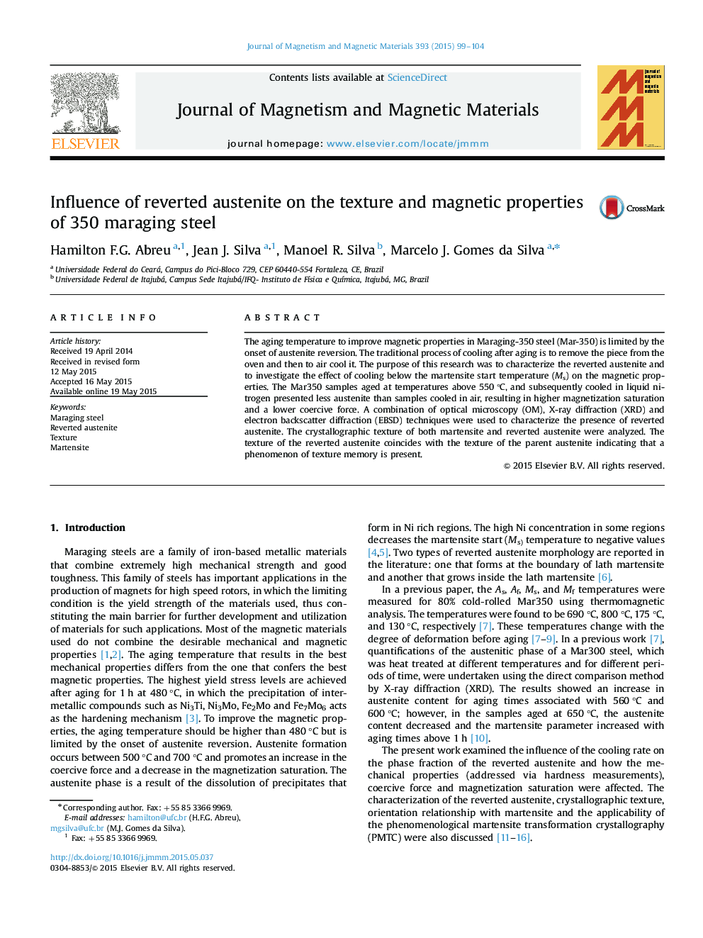 Influence of reverted austenite on the texture and magnetic properties of 350 maraging steel