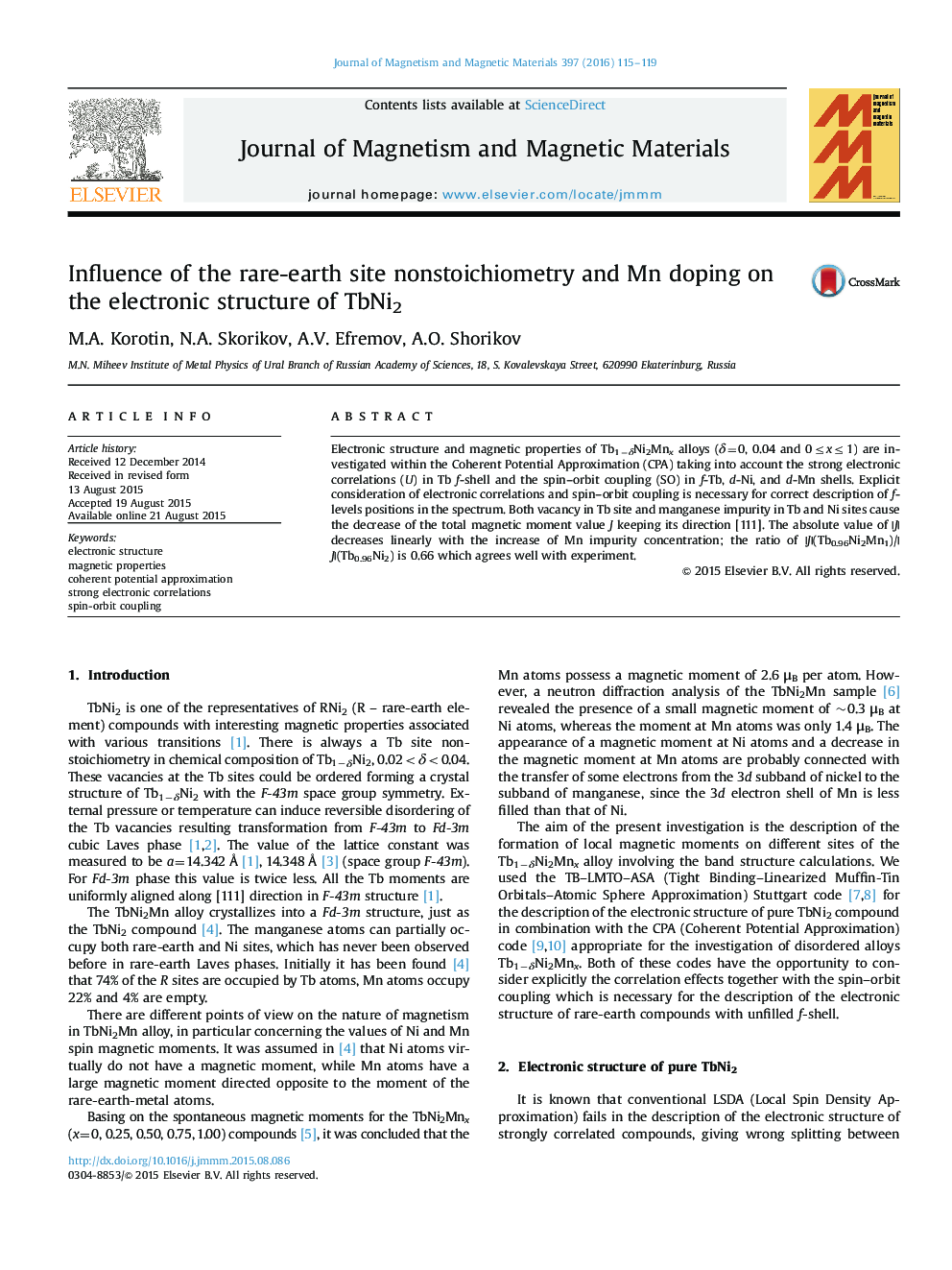 Influence of the rare-earth site nonstoichiometry and Mn doping on the electronic structure of TbNi2