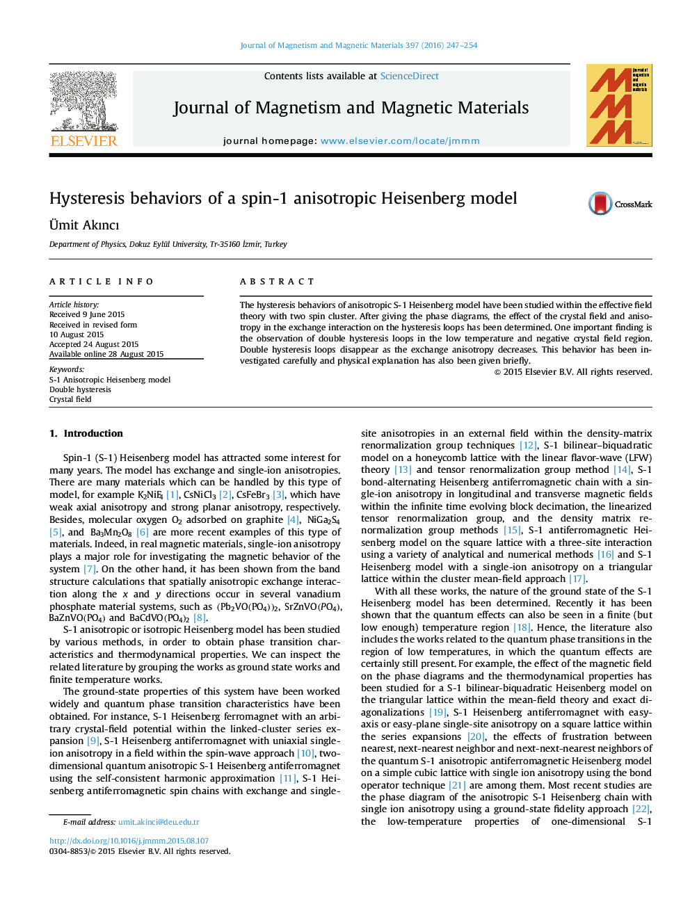 Hysteresis behaviors of a spin-1 anisotropic Heisenberg model