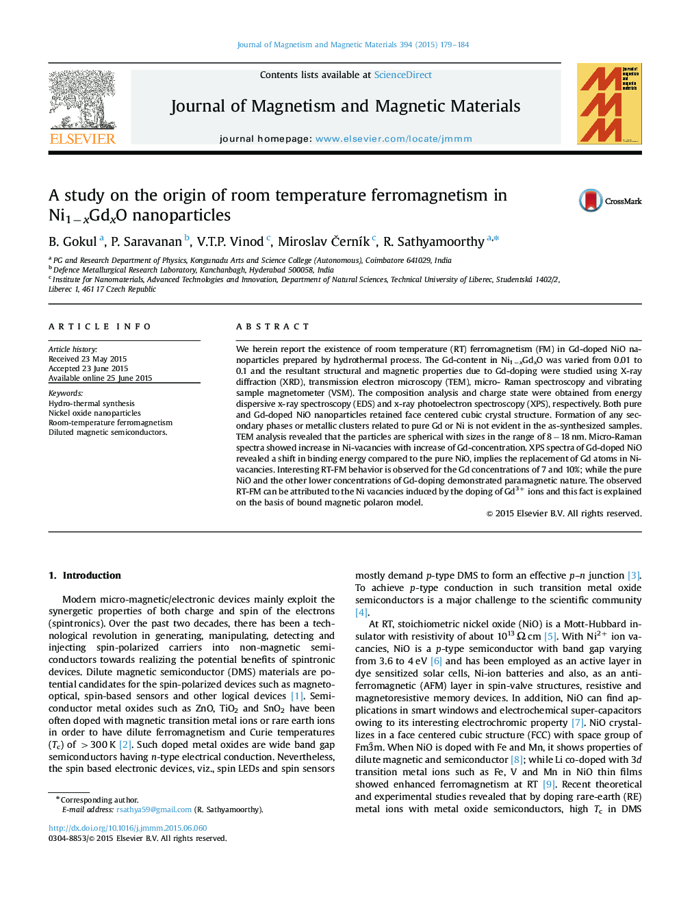 A study on the origin of room temperature ferromagnetism in Ni1−xGdxO nanoparticles