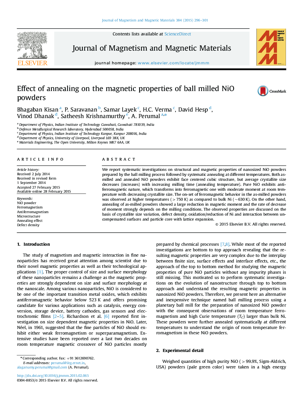 Effect of annealing on the magnetic properties of ball milled NiO powders