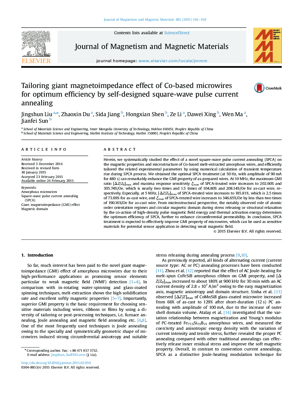 Tailoring giant magnetoimpedance effect of Co-based microwires for optimum efficiency by self-designed square-wave pulse current annealing