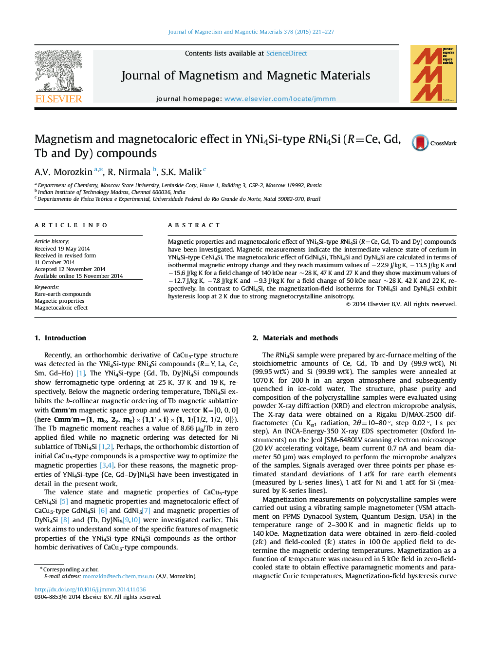 Magnetism and magnetocaloric effect in YNi4Si-type RNi4Si (R=Ce, Gd, Tb and Dy) compounds