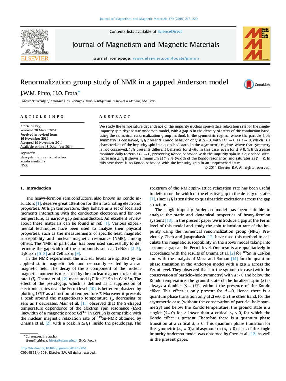 Renormalization group study of NMR in a gapped Anderson model