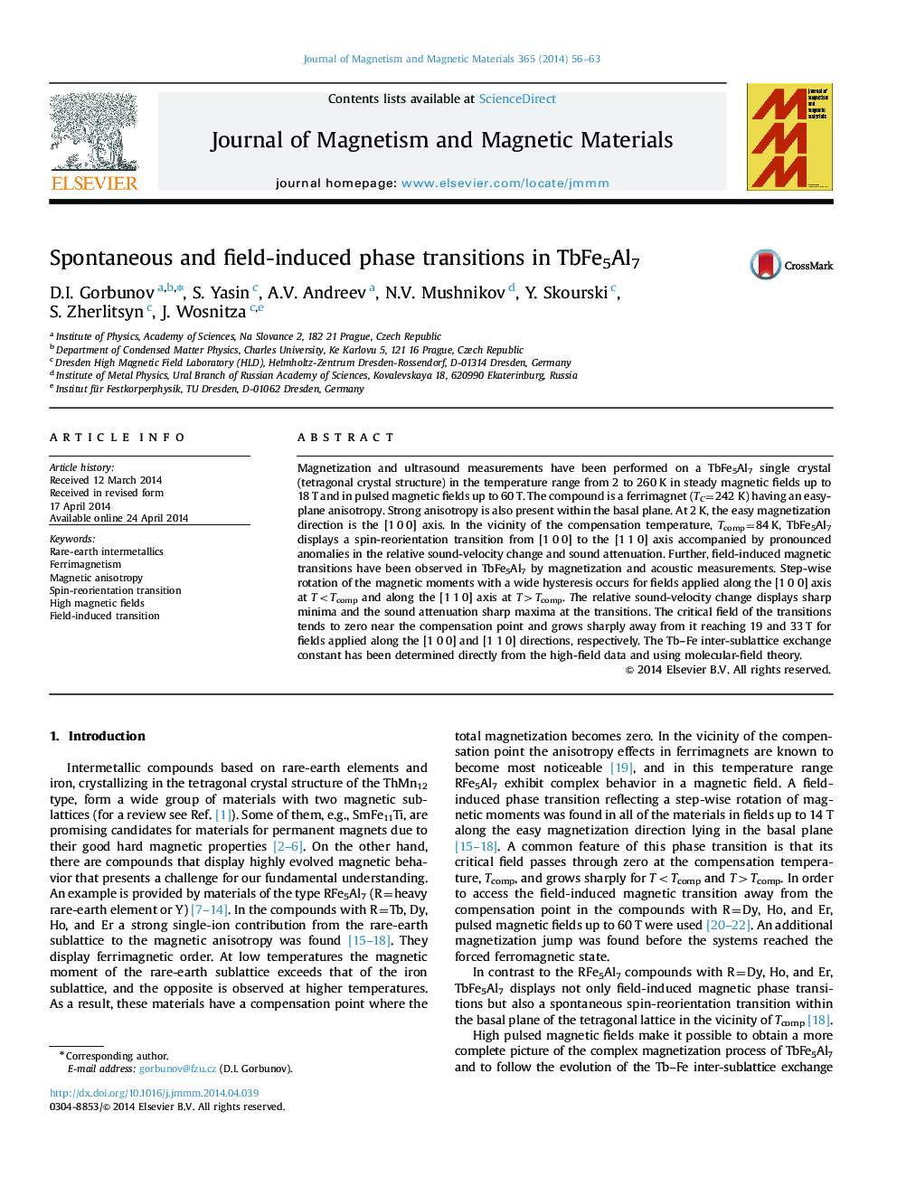 Spontaneous and field-induced phase transitions in TbFe5Al7