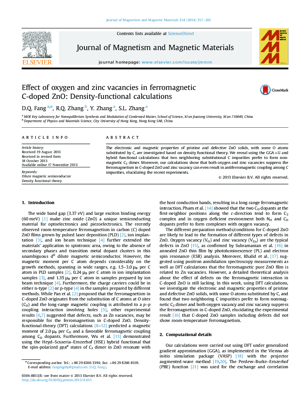 Effect of oxygen and zinc vacancies in ferromagnetic C-doped ZnO: Density-functional calculations