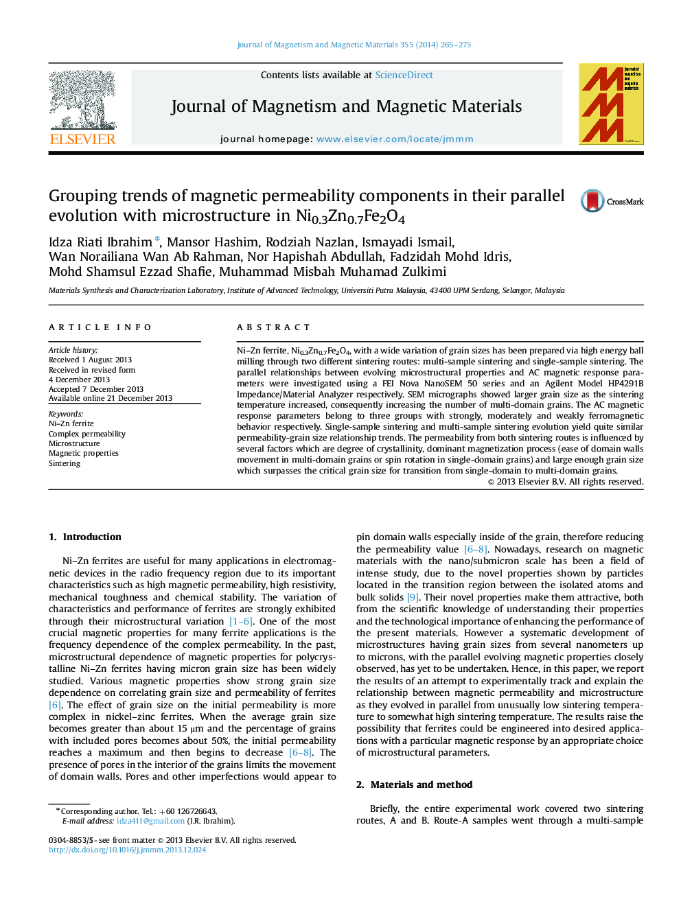Grouping trends of magnetic permeability components in their parallel evolution with microstructure in Ni0.3Zn0.7Fe2O4
