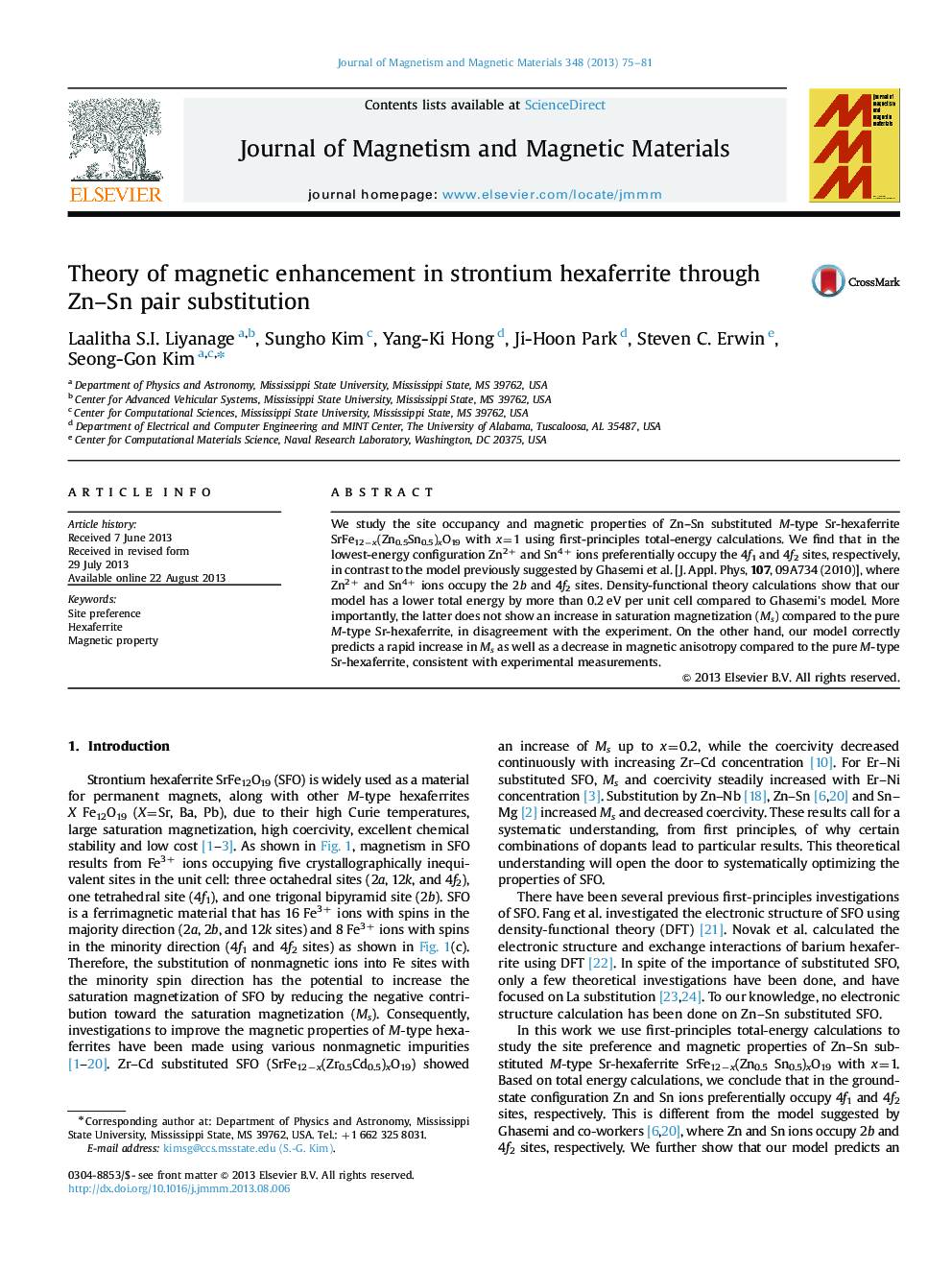 Theory of magnetic enhancement in strontium hexaferrite through Zn–Sn pair substitution