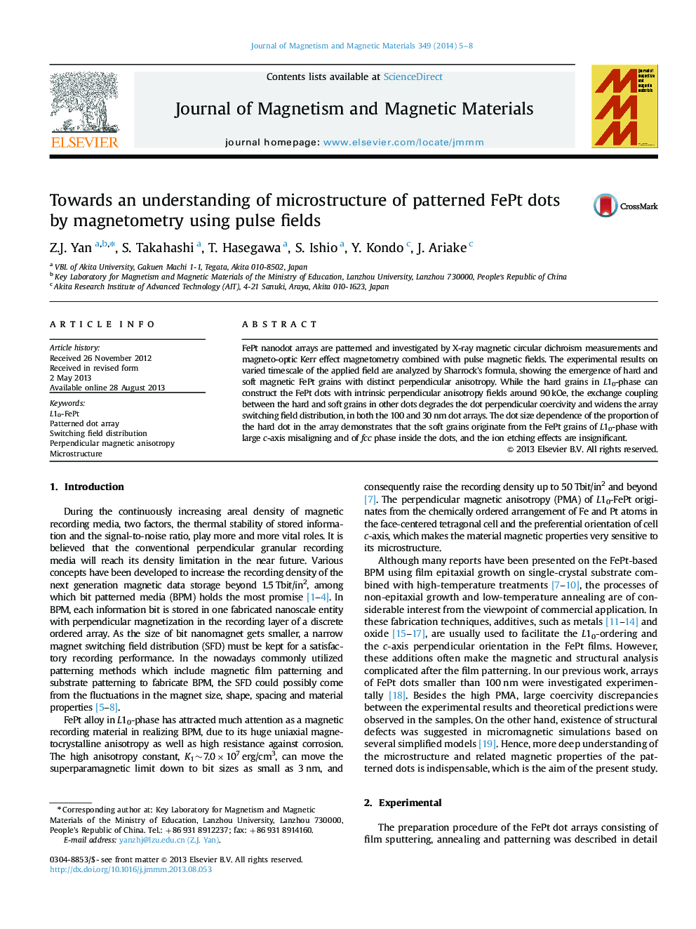 Towards an understanding of microstructure of patterned FePt dots by magnetometry using pulse fields