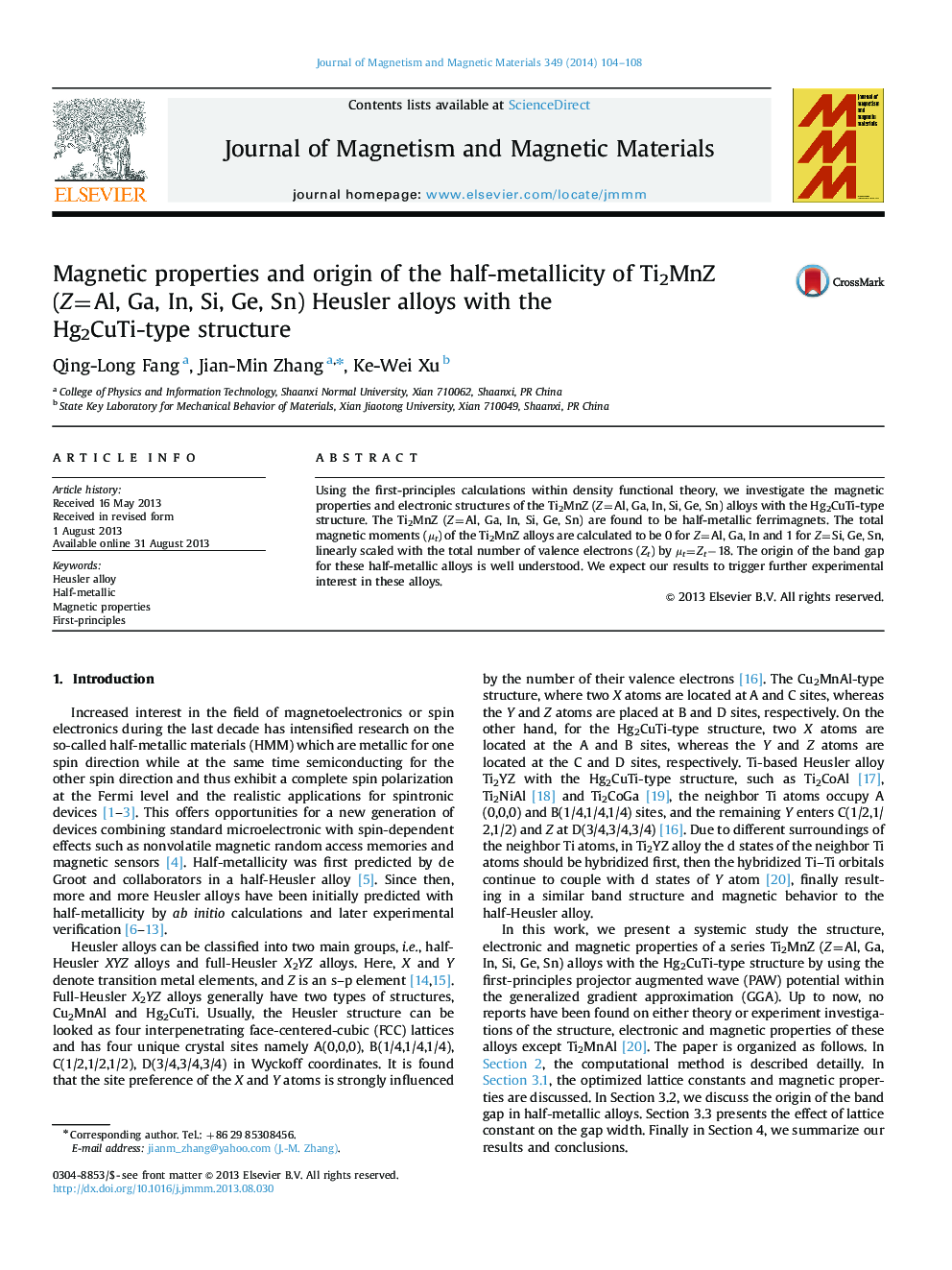Magnetic properties and origin of the half-metallicity of Ti2MnZ (Z=Al, Ga, In, Si, Ge, Sn) Heusler alloys with the Hg2CuTi-type structure