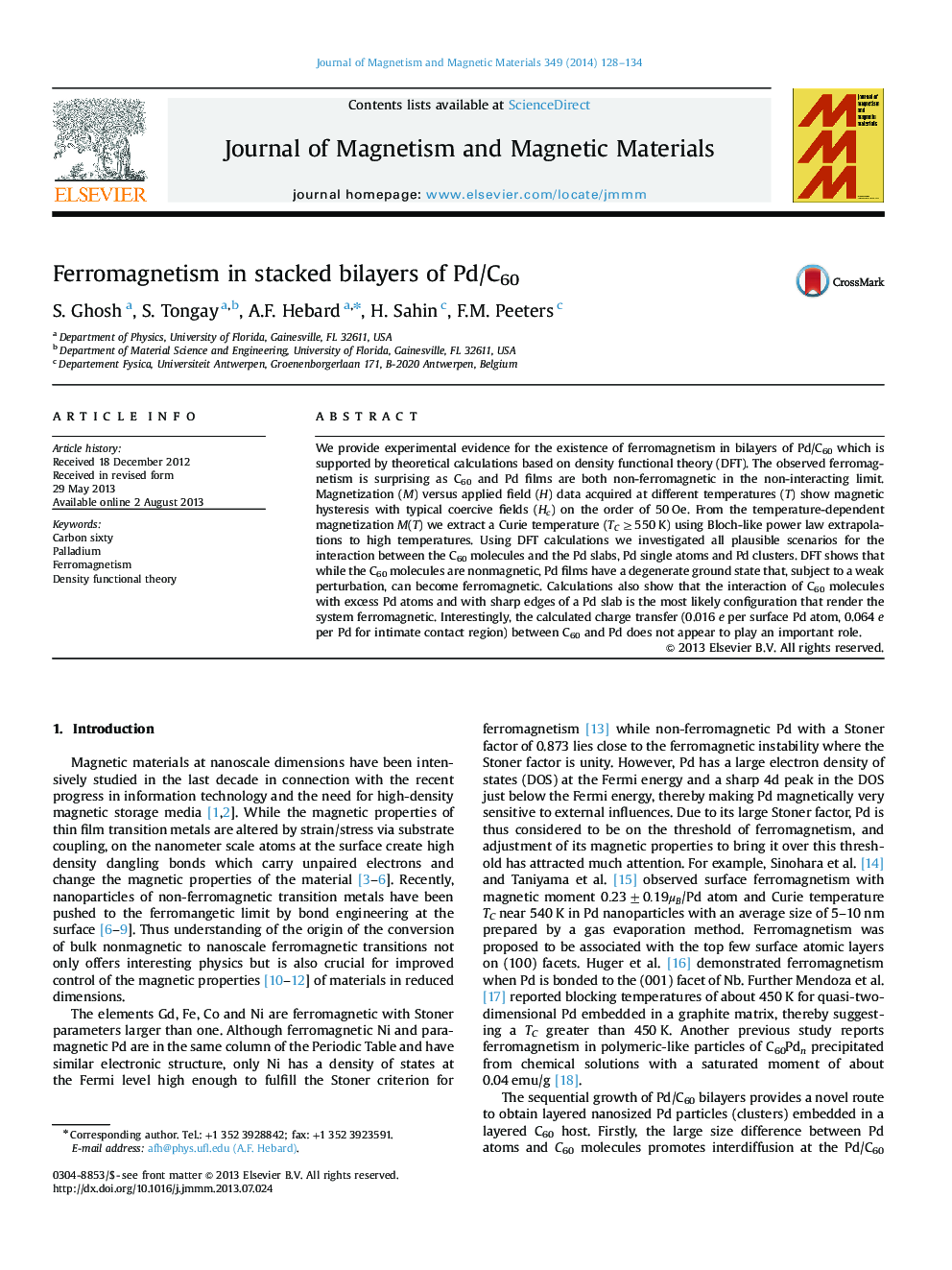 Ferromagnetism in stacked bilayers of Pd/C60