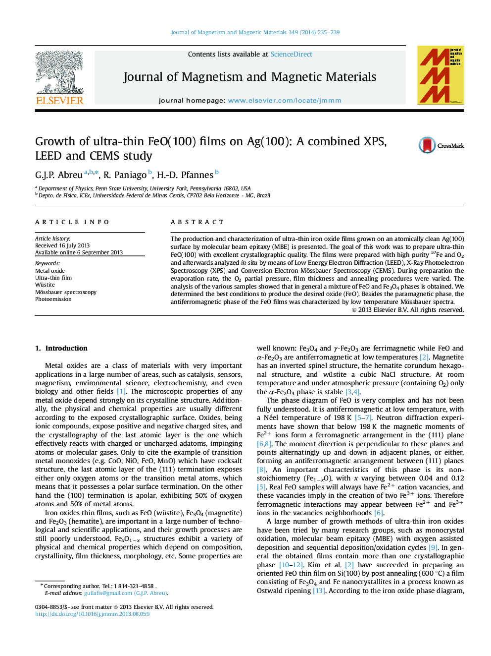 Growth of ultra-thin FeO(100) films on Ag(100): A combined XPS, LEED and CEMS study