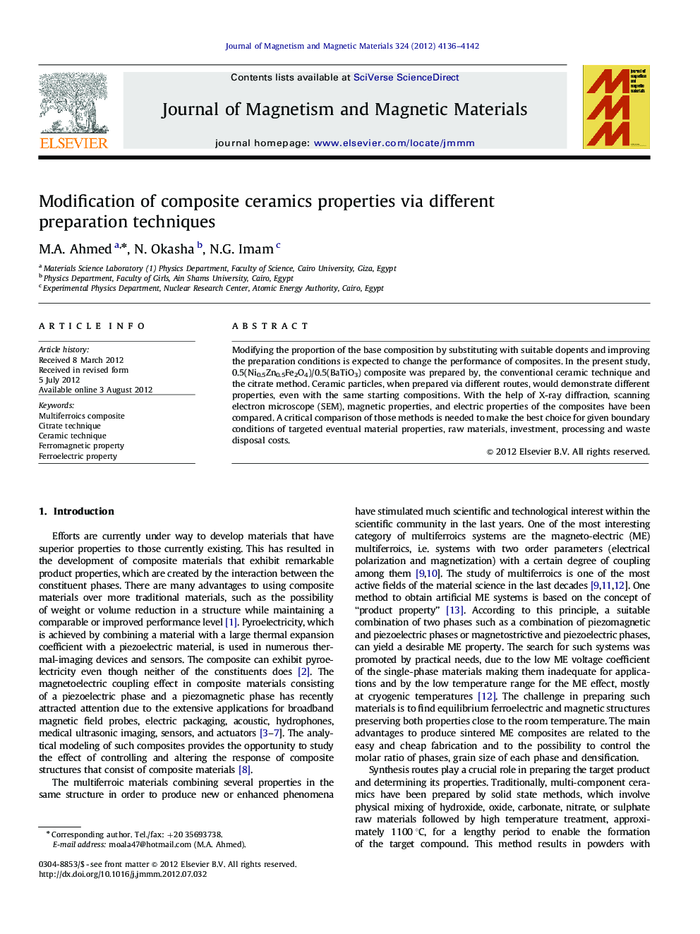 Modification of composite ceramics properties via different preparation techniques