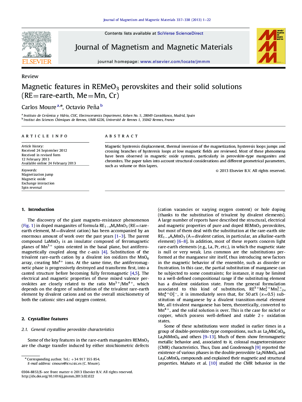 Magnetic features in REMeO3 perovskites and their solid solutions (RE=rare-earth, Me=Mn, Cr)