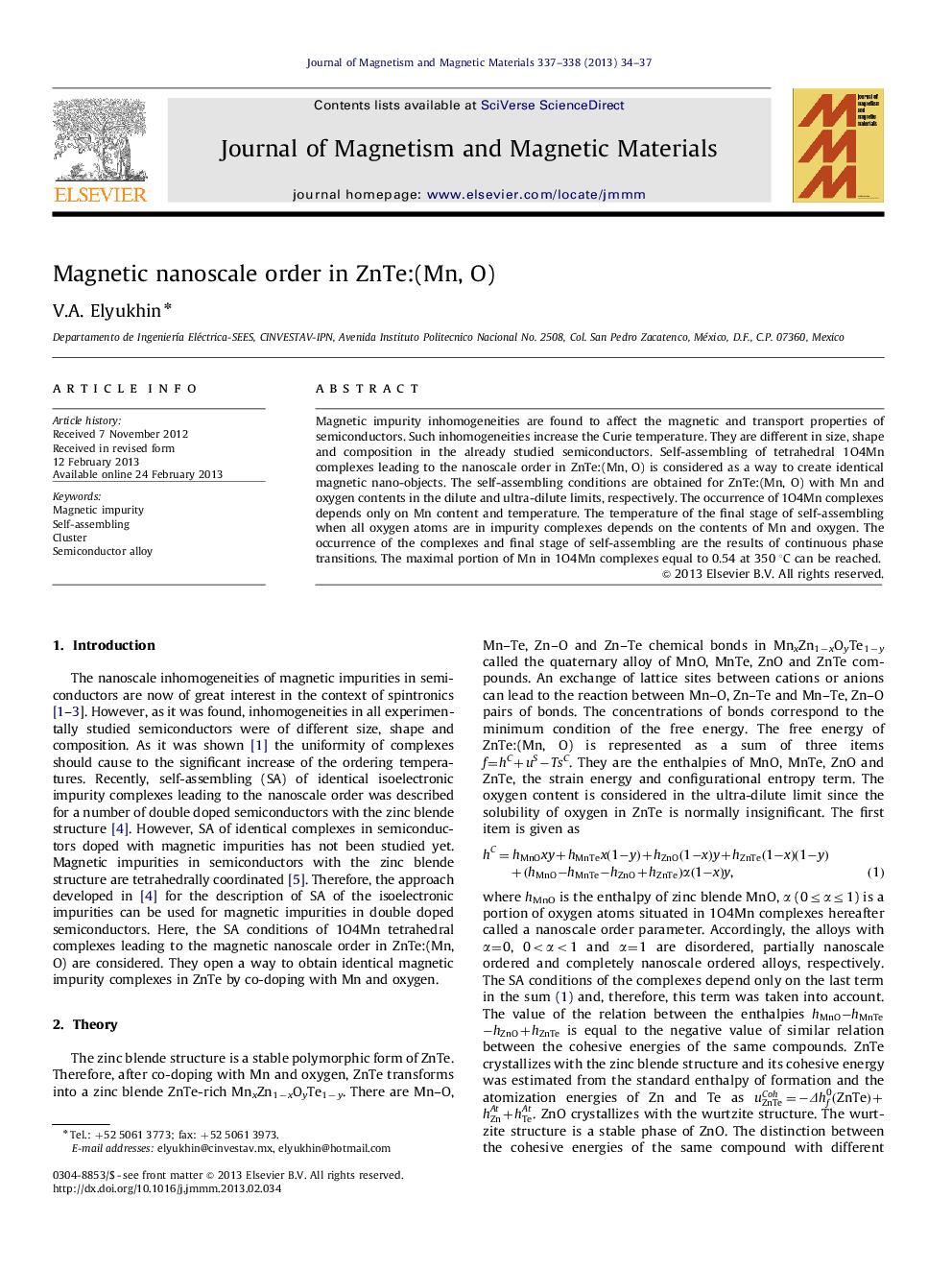 Magnetic nanoscale order in ZnTe:(Mn, O)