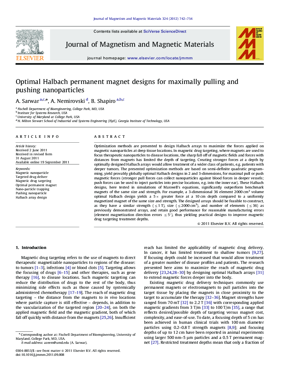 Optimal Halbach permanent magnet designs for maximally pulling and pushing nanoparticles